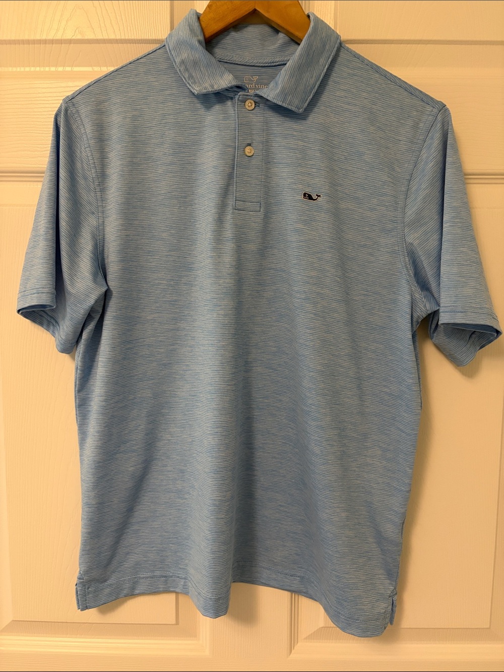 (2) Vineyard Vines Heathered Sky Blue Polo and Navy Polo